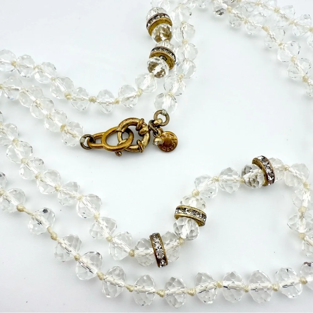 J. Crew Clear and Gold Beaded Necklace